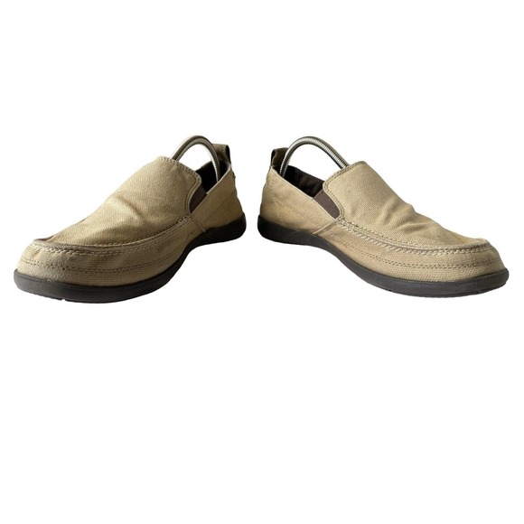 Crocs Walk 11270 Canvas Slip On Mens Boat Shoes Loafers Tan Khaki Size M10 - Picture 2 of 8